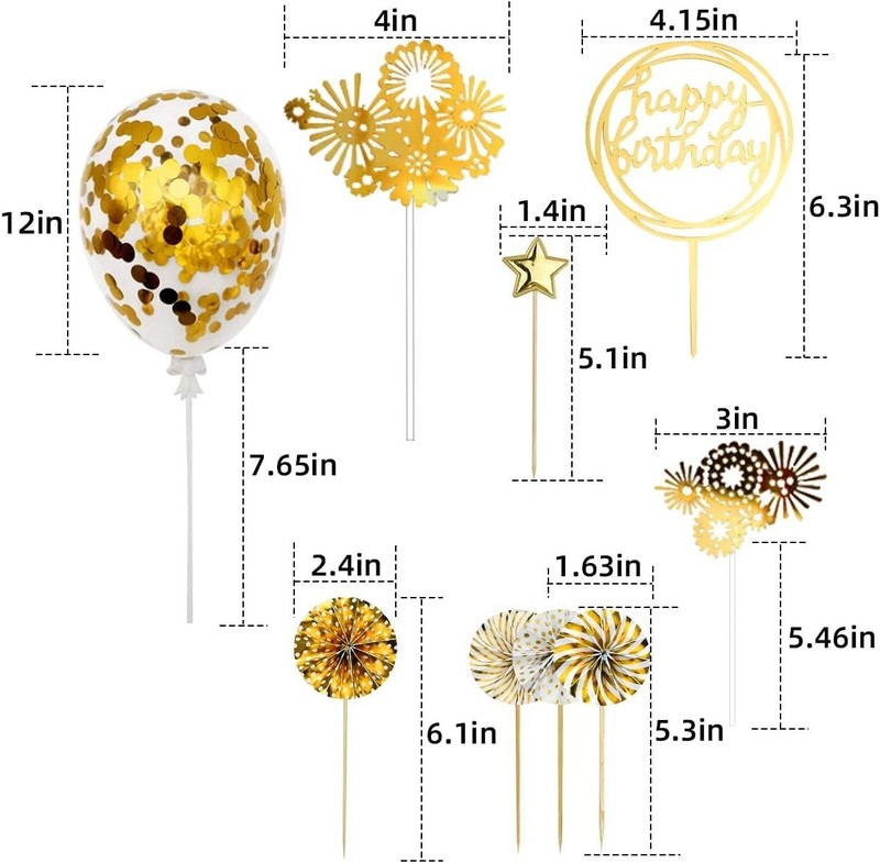 Cake Topper Decoration Set Acrylic Glitter Happy Birthday Cake Topper with gallery
