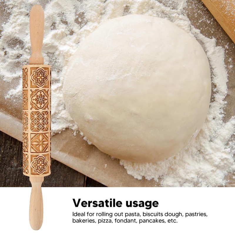 3pcs Wooden Embossed Rolling Pin, Practical Engraved Embossing Rolling Pin wi... gallery