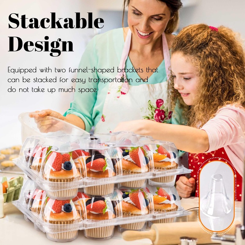 12 Count Cupcake Containers 12 Pack Cupcake Holders Plastic Stackable Cupcake... gallery