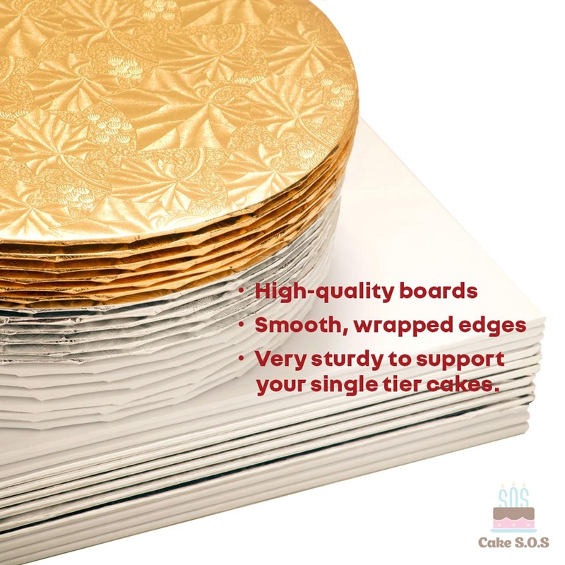 Gold Round Thin Cake Board Drums 10x1/4 Inch 12 PCS Sturdy Display Base gallery