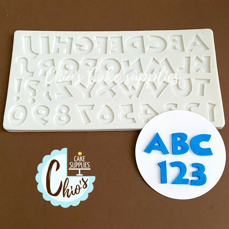 Alphabet Letters, Numbers & Punctuation Marks Silicone Mold. 39 cavities. gallery