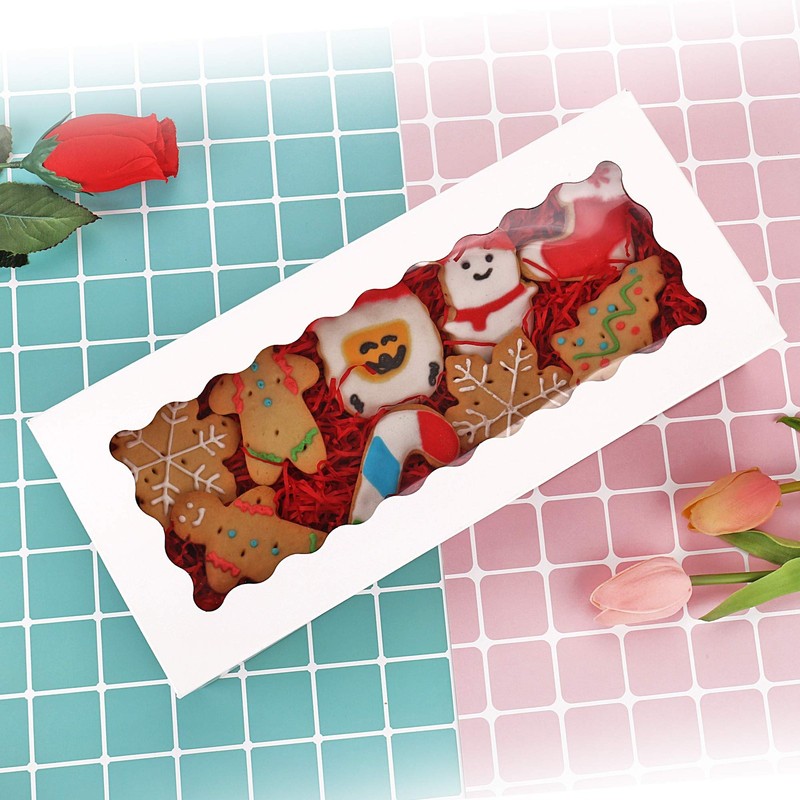 30-Pack 12.5x5.5x2.5" Bakery Boxes with Window Auto-Popup Treat Boxes White gallery