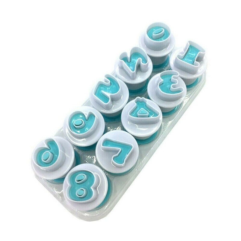 Set of 10 Number Cookie Cutters, Food Grade Plastic, Baking Molds for Kids