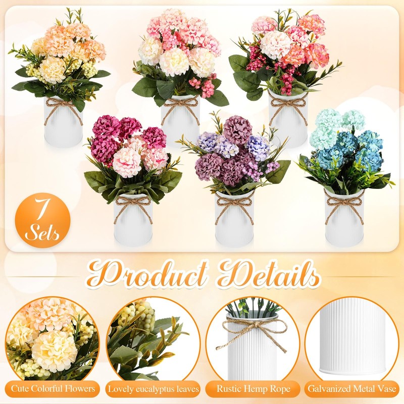 Wavwavw 6 Sets Flower Centerpieces For Tables Decor Artificial Hydrangeas Vase gallery