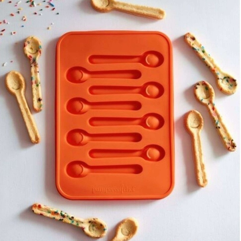 Pampered Chef Orange Silicone Spoon Mold 1518 Cookie Chocolate Candy
