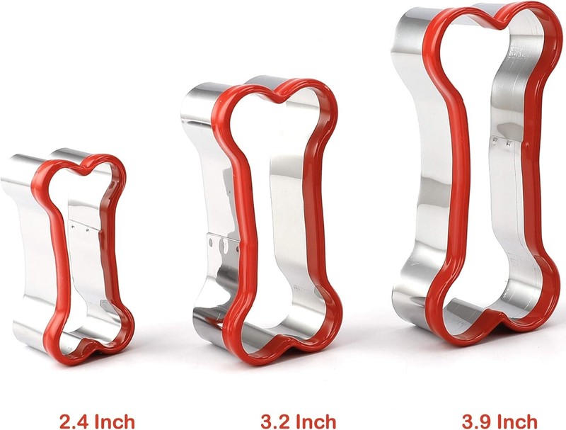 3Piece Dog Bone Cookie Cutters Set Dog Treats Cutters Bone Shape Soft PVC Coated gallery