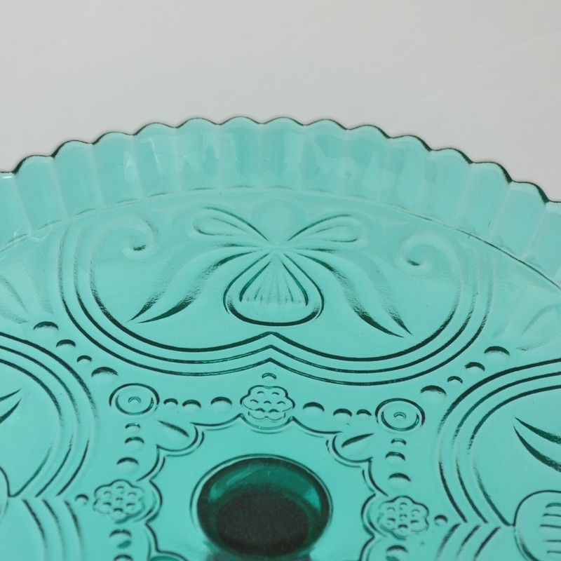 Amici Home Pedestal Cake Stand Plate Teal Glass 10 Inch gallery