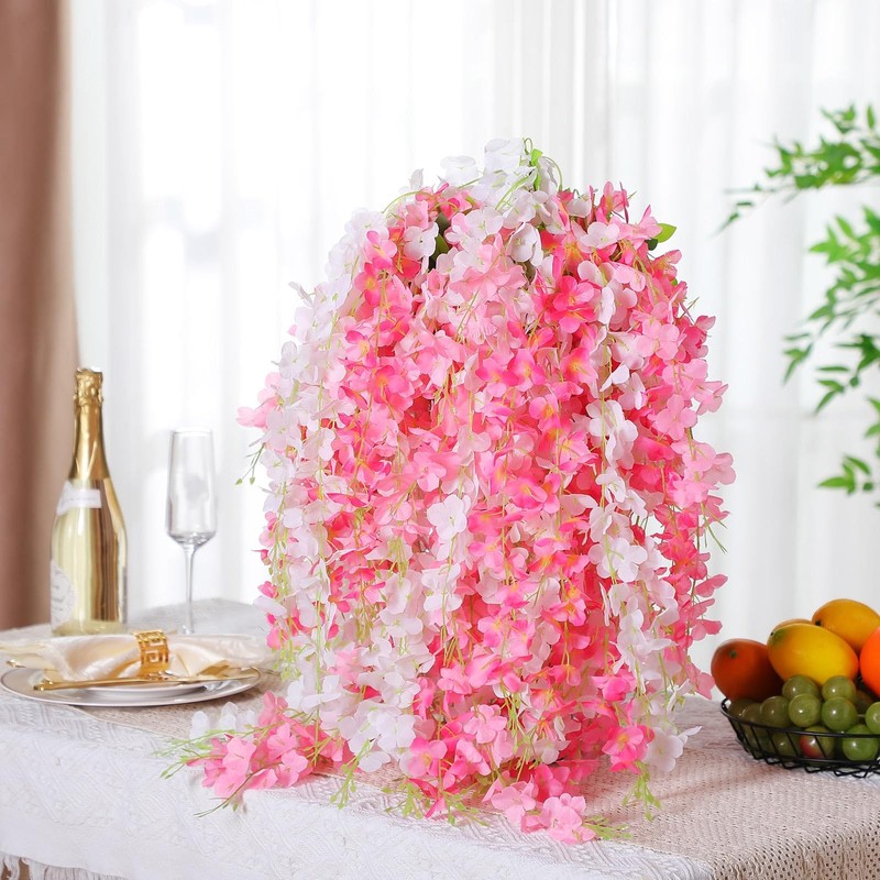 Thiccywoov 36 Pcs Wisteria Hanging Flowers 3.6 Feet Artificial Fake Wisteria gallery