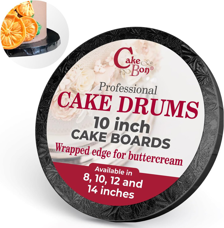 Cake Boards 10″ Black round Cake Drums 1/2″ Wrapped Edge 12Pack | 10 Inch Cake D