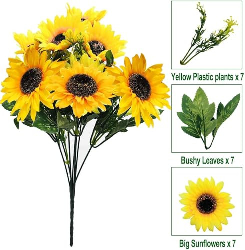 28Pcs Sunflowers Artificial Flowers Bulk Spring Summer Decor, 4 Pack Fake gallery