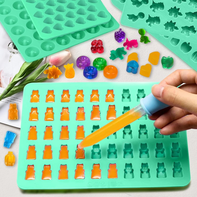 Silicone Gummy Molds Set of 5, Candy Molds Silicone with 2 Droppers gallery