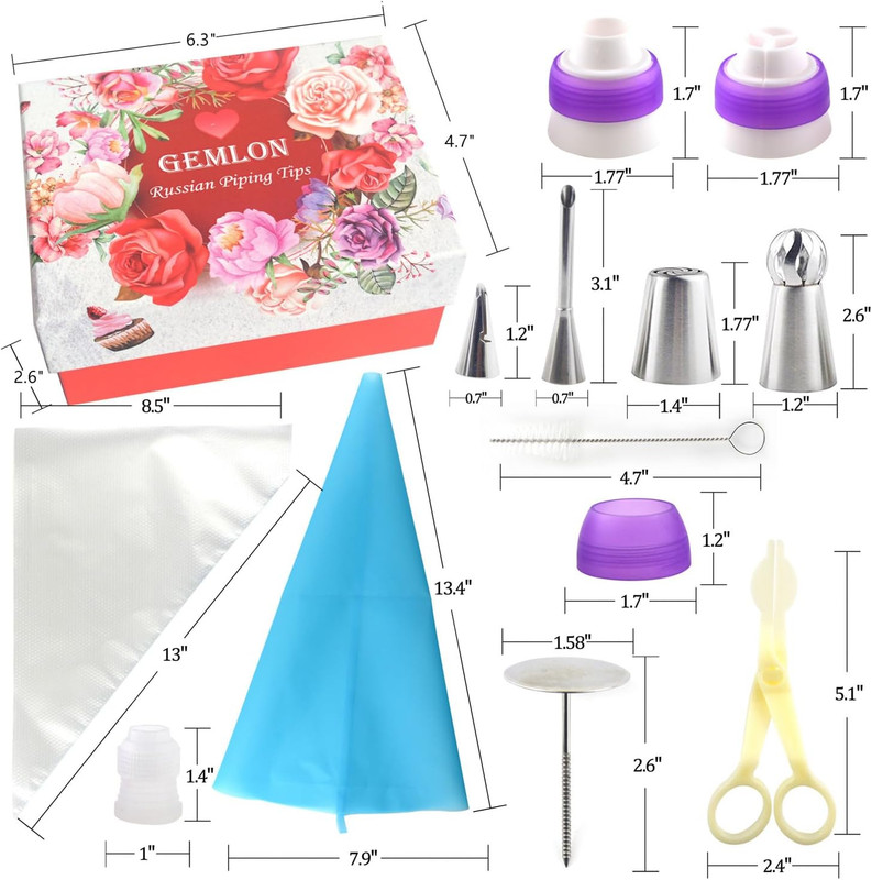 Russian Piping Tips for Cake Decorating – 88Pcs Flower Icing & Frosting Nozzles gallery