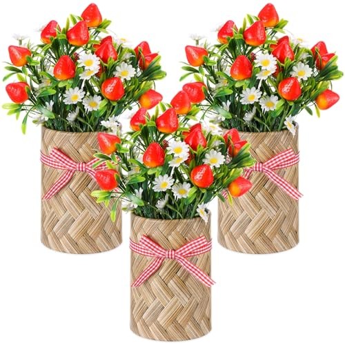 Sets Strawberry Table Centerpiece Artificial Strawberry Daisy Plant 3