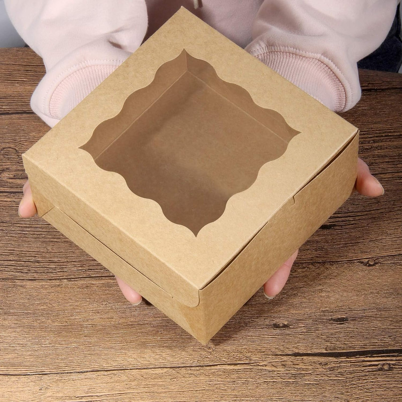 60 pcs Bakery Boxes with Window, 6 x 6 x 3 inches, Kraft Cookie Boxes Pastry Box gallery