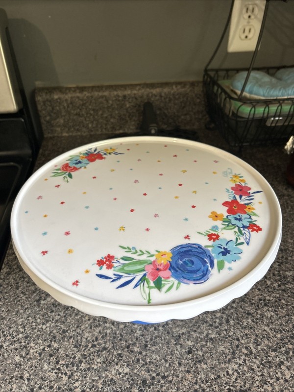 Pioneer Woman Cake Stand Floral Scalloped FARMHOUSE COTTAGECORE PREPPY CHIC BPAF