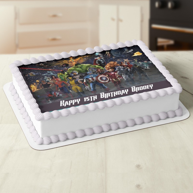 Marvel Avengers Superhero Rectangle Square A4 A3 Edible Icing Cake Topper
