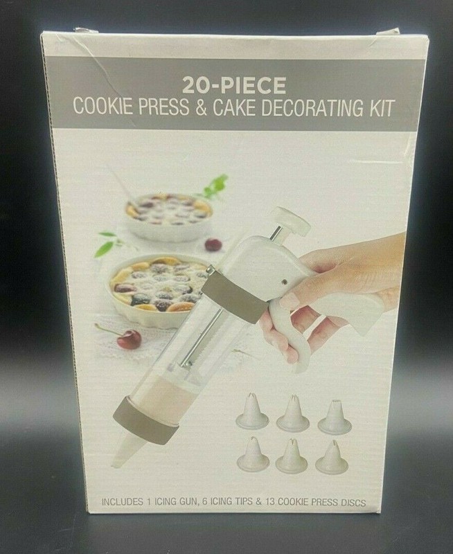 20 Piece Cookie Press & Cake Decorating Kit ( 13 Cookie Discs & 6 Icing tips)