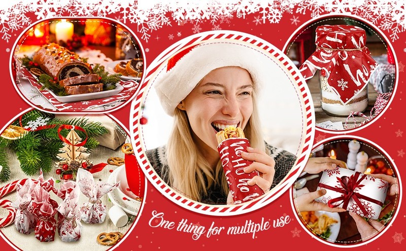 160 Pcs Christmas Wax Paper Sheets for Food Snowflake Hoho Wax gallery