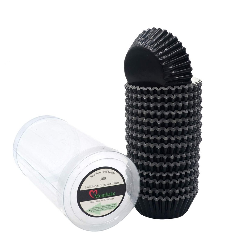 Mini Black Foil Cupcake Liners Muffin Baking Cups for Party and More, 300-Count