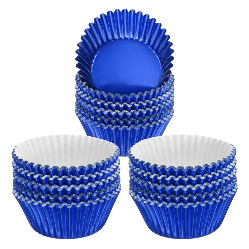 300 Count Blue Foil Muffins Cupcake Liners Standard Size Baking Cups