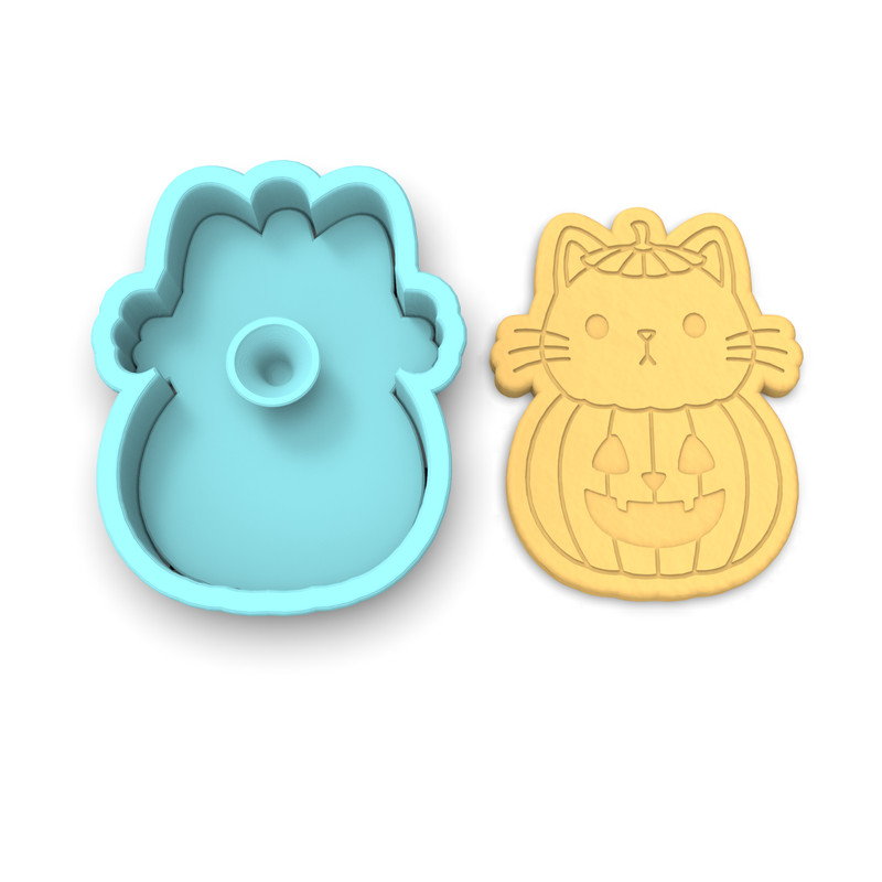 Pumpkin Cat Cookie Cutter & Stamp | Halloween Cats Feline Pumpkins Kitty Fall gallery