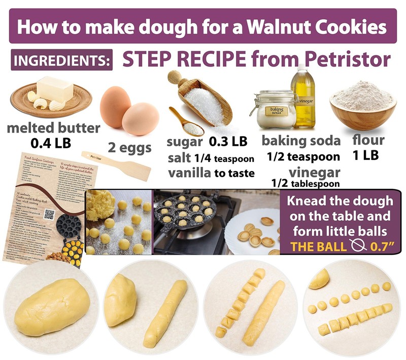 Walnut Cookie Maker 12 halves non-stick coating granite stone Cookies Pastry gallery
