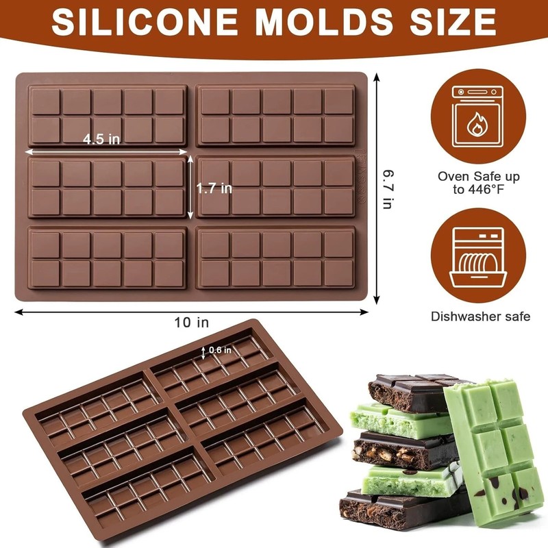 Chocolate Bar Mold,Non-Stick Chocolate Molds, 100% Food Grade Silicone Deep Mold gallery