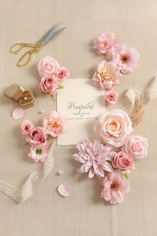 Koroni Flowers Artificial Flowers Combo Set Pink Flowers Silk Fake Roses Stems gallery