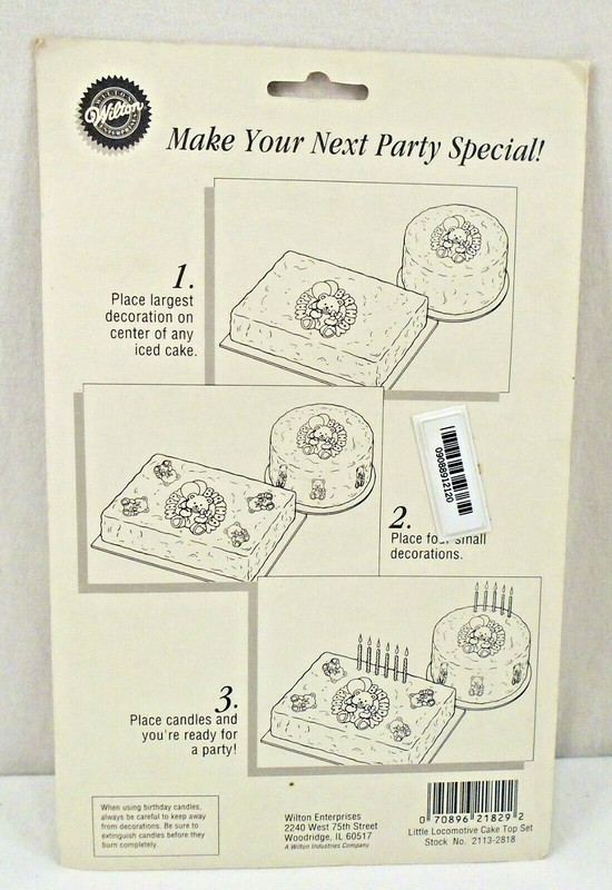 Vintage Wilton 90s Little Locomotive Trains Cake Top Set Reusable Decoration 5" gallery