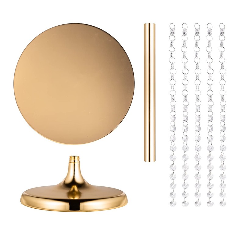 Round Metal Cake Stand with crystal pendants and beads, 12 Inch Gold Cake Decora gallery