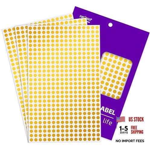 1/4″ Round Color-Code Dot Stickers – 4200 Pcs Adhesive 0.25 x 0.25 Inch Gold