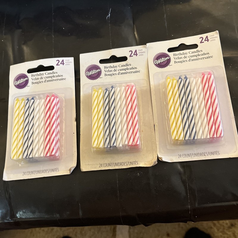 3 Pack – WILTON Birthday Candles 24 / 2.5″ 4-Color Cake Candles, Wilton