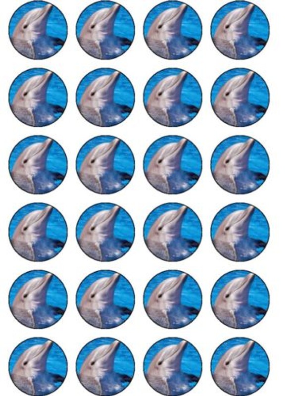 24 X DOLPHIN RICE PAPER BIRTHDAY CAKE TOPPERS