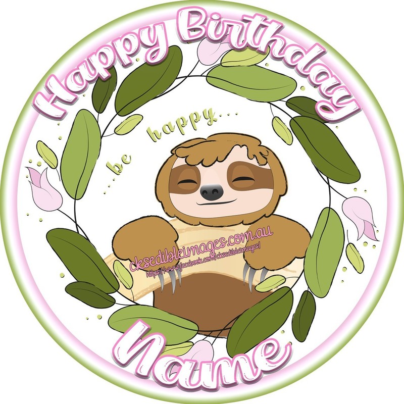 Sloth Edible Image Cake Cupcake Icing wafer Topper 5-8 Inches