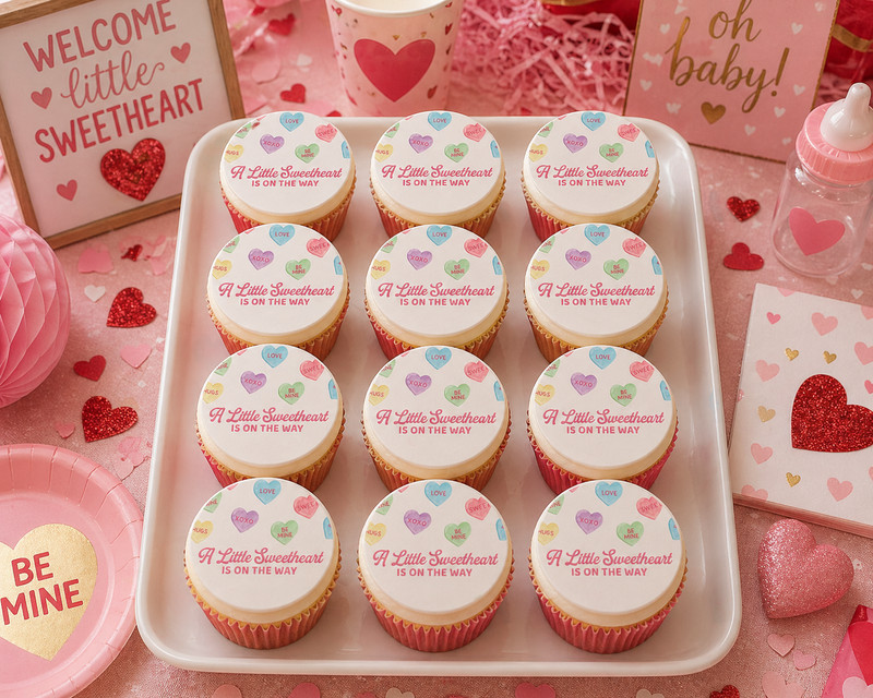 12 count A Little Sweetheart Edible Image rounds, Wafer paper, pre cut