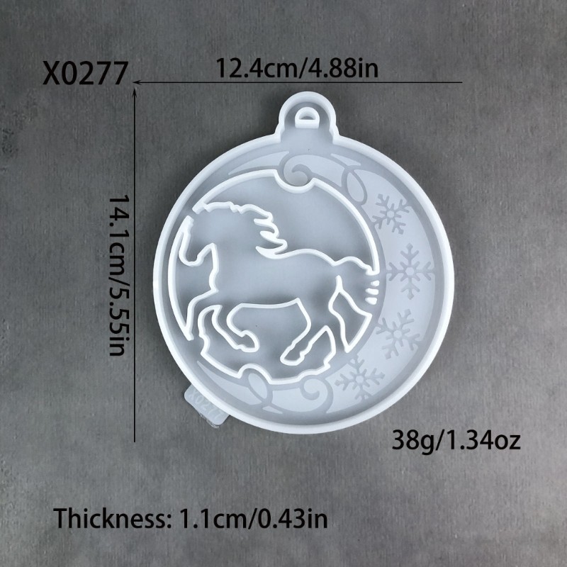 Silicone Round Pendant Mold Christmas Tree Horse Hangings Home Decoration Mould gallery