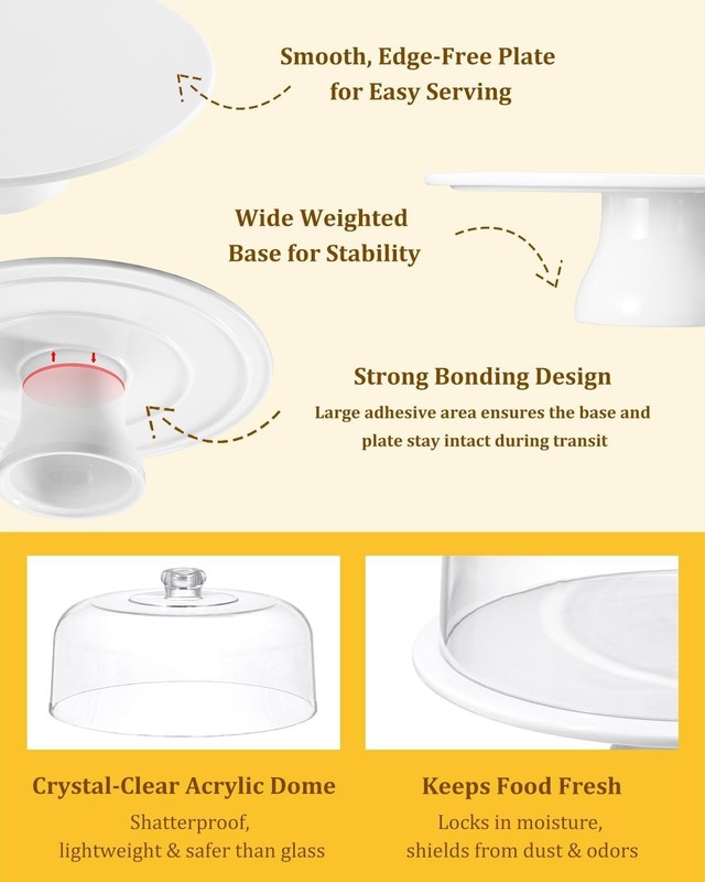 12 Inch Porcelain Cake Stand with Dome, White Round Dessert Stand for Cakes, ... gallery