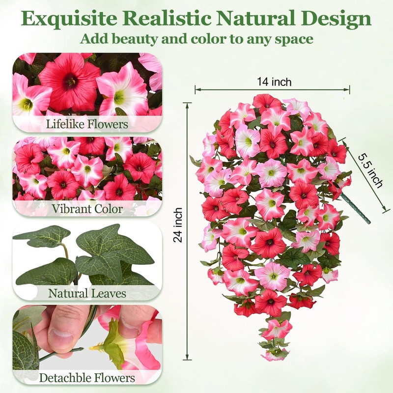 Yastouay Artificial Flowers For Outdoors 2 Pack Artificial Petunias Fake gallery