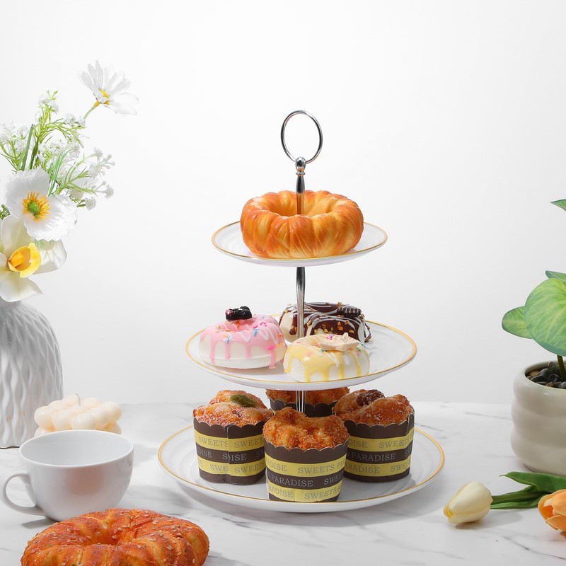 Cake Stand Hardware, Tiered Plate Hardware, 3 Tier Stainless Steel Tiered Tra... gallery