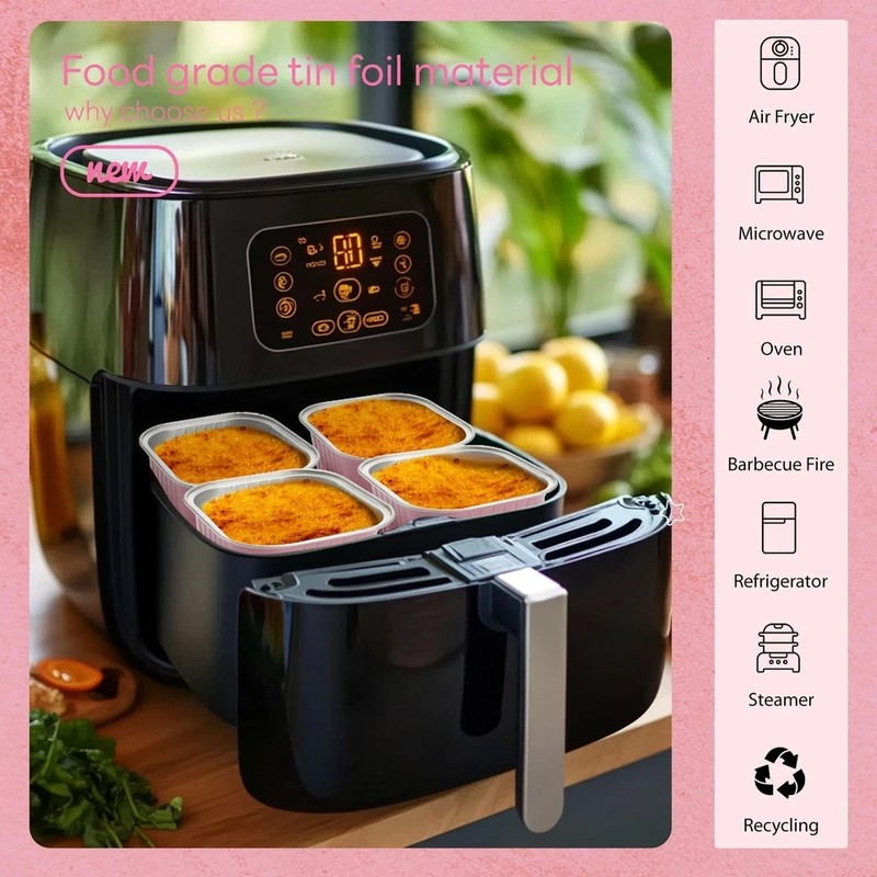 50 Pcs Mini Cake Pans with Lids and Spoons Aluminum Foil Mini Square Baking C... gallery