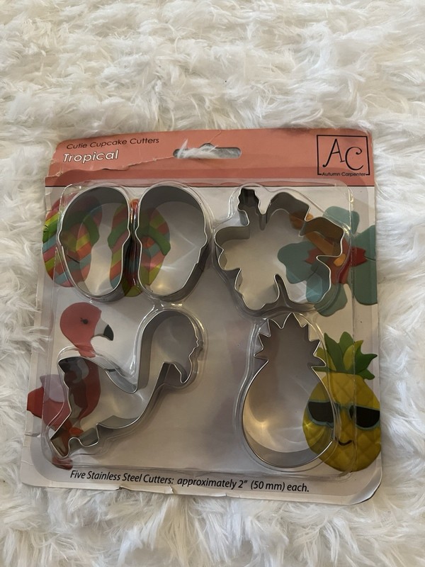 New Autumn Carpenter Cutie Cupcake Cutters Tropical 5 Stainless Steel Cutters 2”