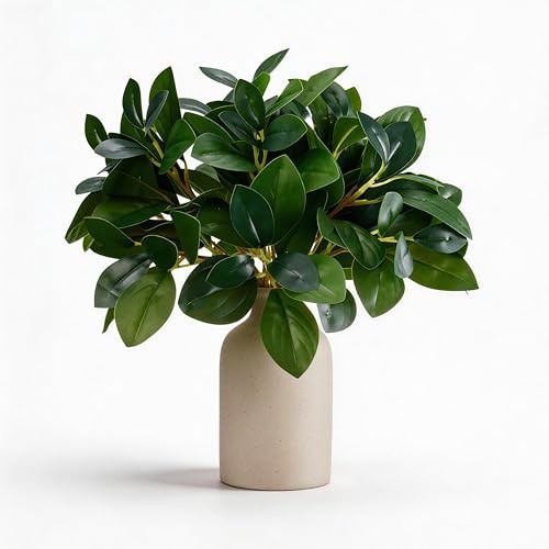 12 Inch Artificial Plant Indoor,Small Fake Plants Eucalyptus Stems Cream White