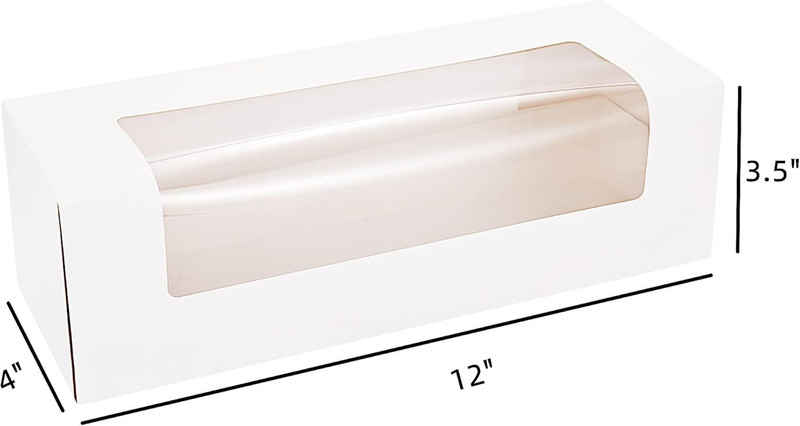 24-Pack 12" x 4" x 3.5" Roll Cake Boxes, Loaf Pumpkin Roll Boxes, White Bakery B gallery