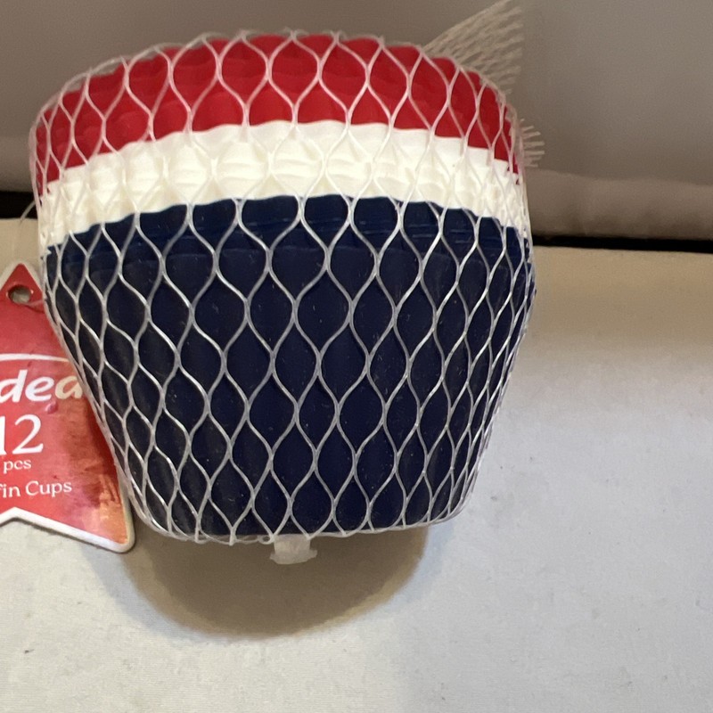 Silicone Muffin Cups Cake Cupcake Liners Baking Red White Blue 12-Piece gallery