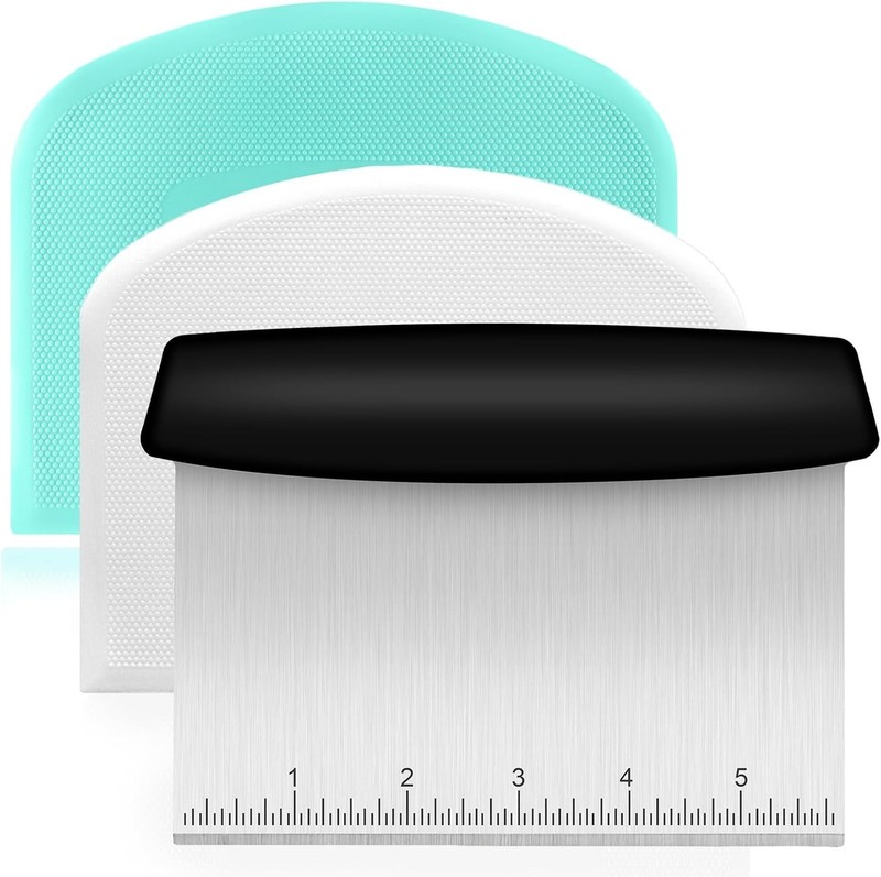 Bench Scraper Stainless Steel Dough Cutter with Measuring Scale and Flexible