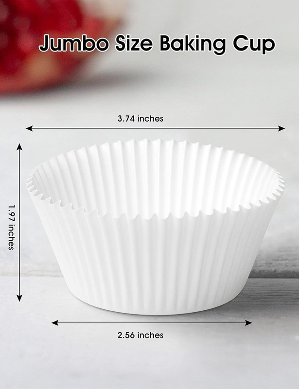 Jumbo White Cupcake Liners Greaseproof Paper 200-Count - Odorless Muffin Baking gallery