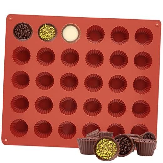 30-Cavity Mini Peanut Butter Cup Mold Silicone Candy Mold Bite Size for Keto