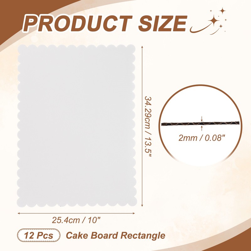 12 Pcs Rectangle Cake Boards, 13.5 x 10 Inch Cake Base Cupcake Cardboard, White gallery