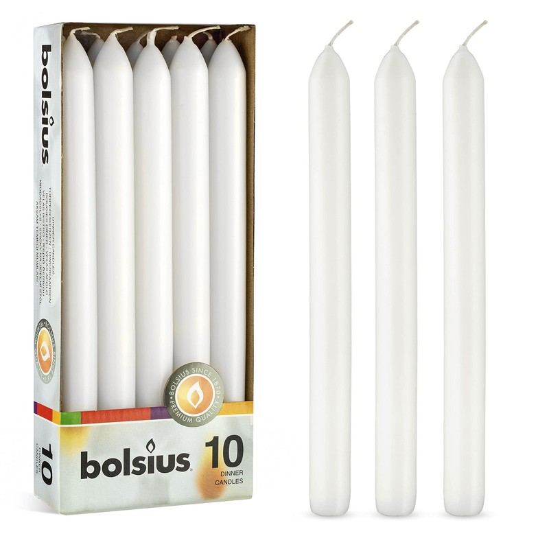 BOLSIUS 10 Count Household White Dinner Candles – 9 Inches – 9 Inches,