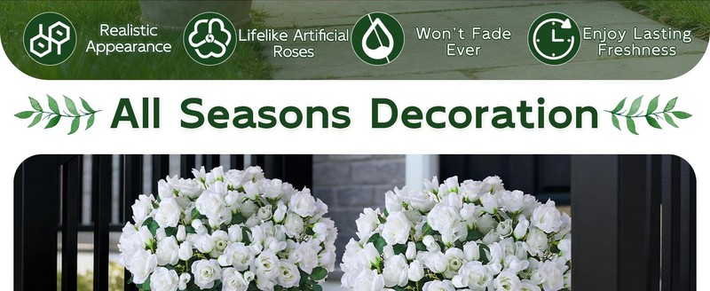 2 Set of Artificial Rose iary Trees - Faux Silk Flower Potted gallery